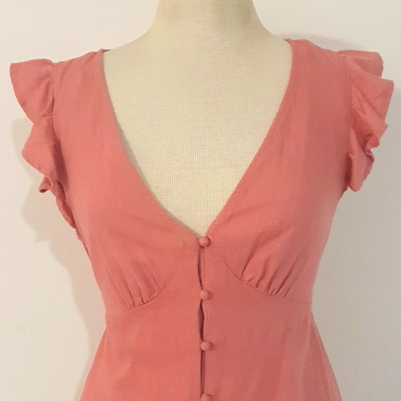 Miss Shop Size 12 Deep Pink Button Front Dress with Belt Tie 55% Linen - Picture 2 of 9